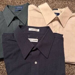 Dress Shirt Trio -Pierre Cardin Navy, Stafford Cream, Town Craft Green